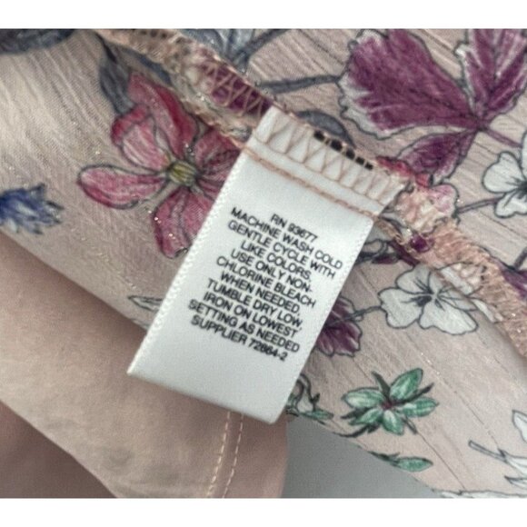 LIZ CLAIBORNE Petite Blouse Women's Floral Sheer Button up W/ cami PL - Picture 12 of 14